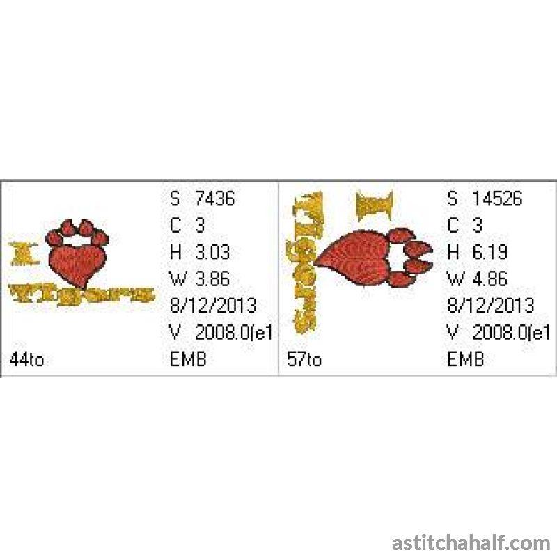 I Love Tigers - aStitch aHalf