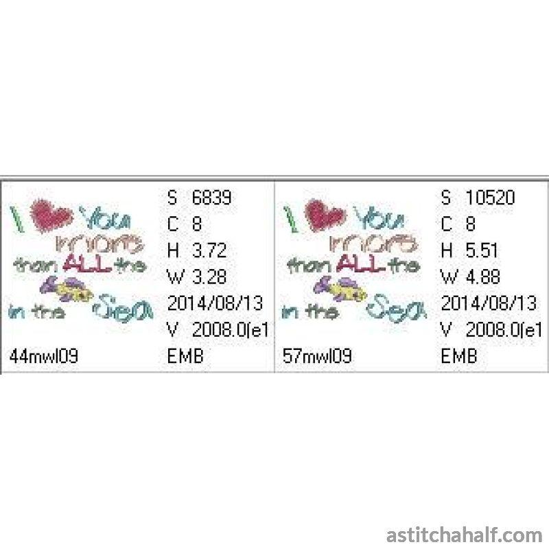 I love you more than all the fish in the sea - aStitch aHalf