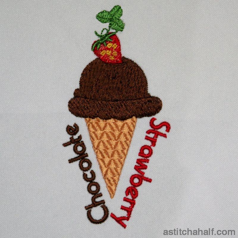 Ice Cream Chocolate and Strawberry - aStitch aHalf