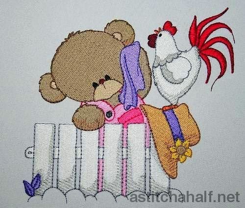 Industrious Daniela at her picket fence - a-stitch-a-half