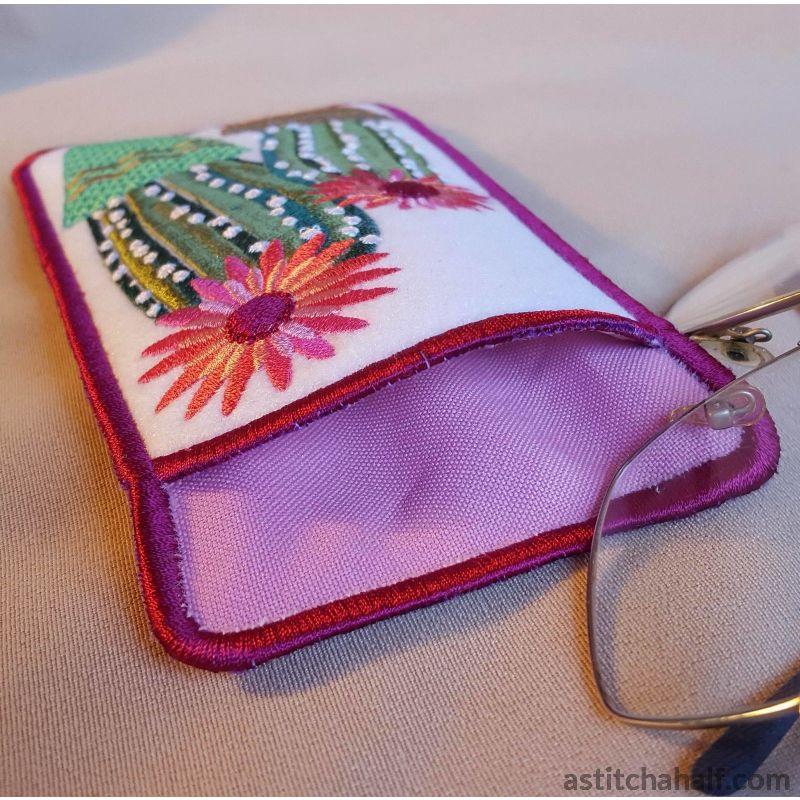 ITH Flowering Succulent Eyeglass Case - aStitch aHalf
