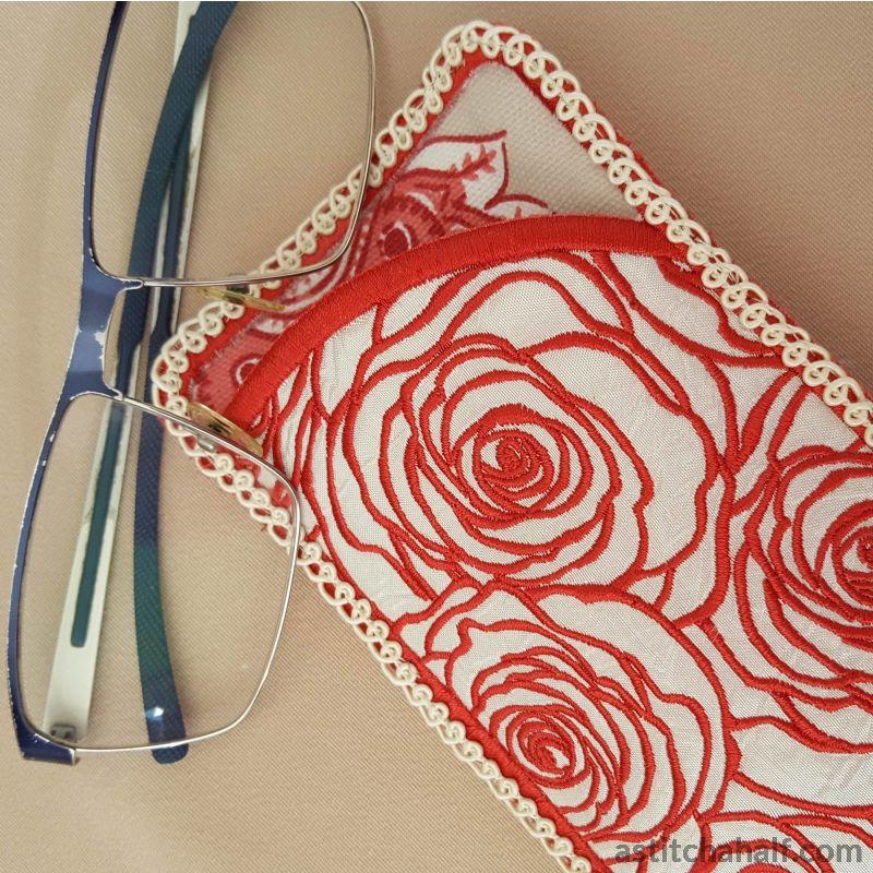 Lady in Roses Eyeglass Case - aStitch aHalf