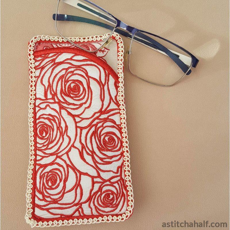 Lady in Roses Eyeglass Case - aStitch aHalf