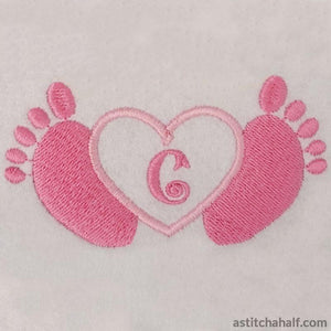 Little Toes in Heart with Alphabet - aStitch aHalf