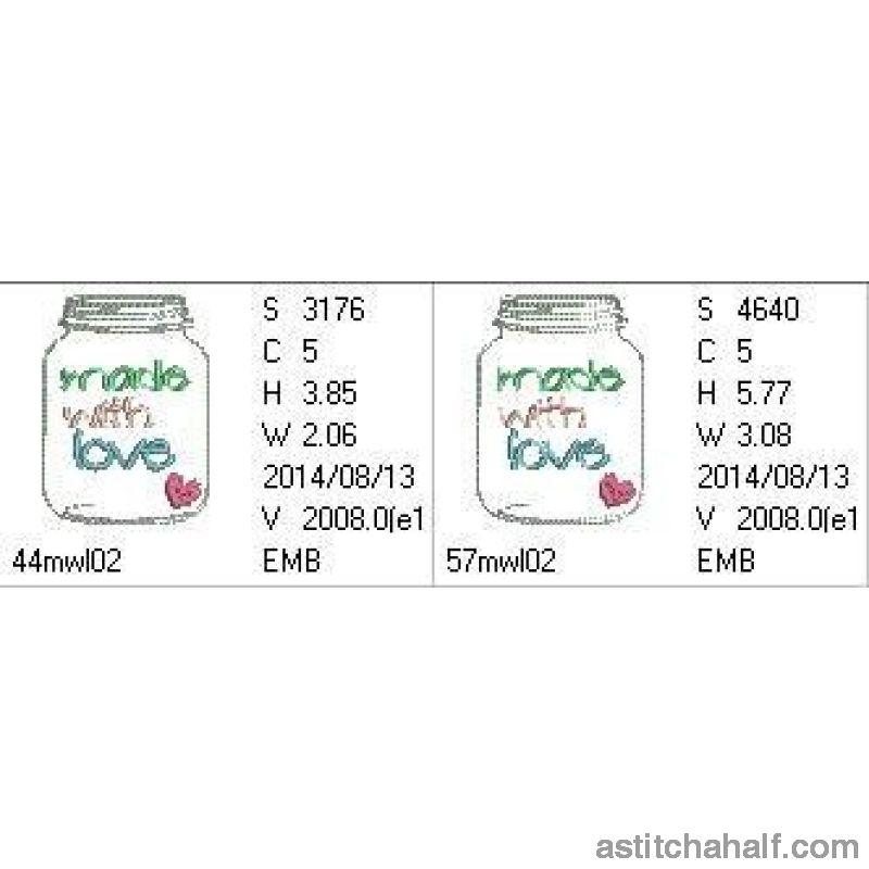 Made with love Mason glass jar - aStitch aHalf