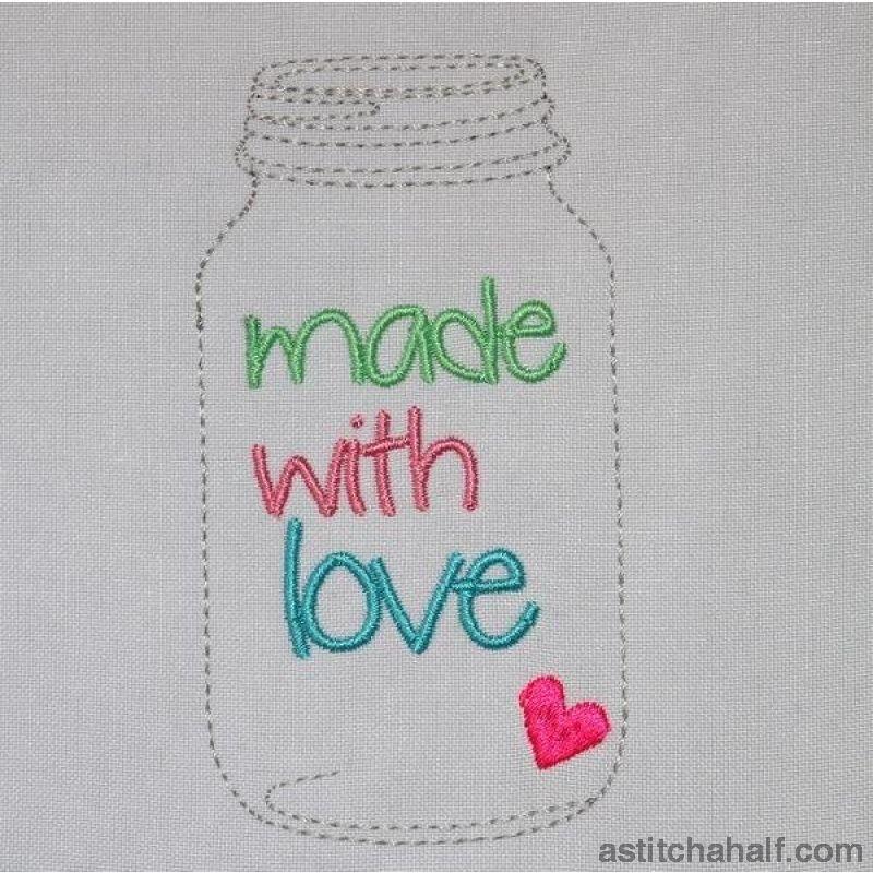 Made with love Mason glass jar - aStitch aHalf