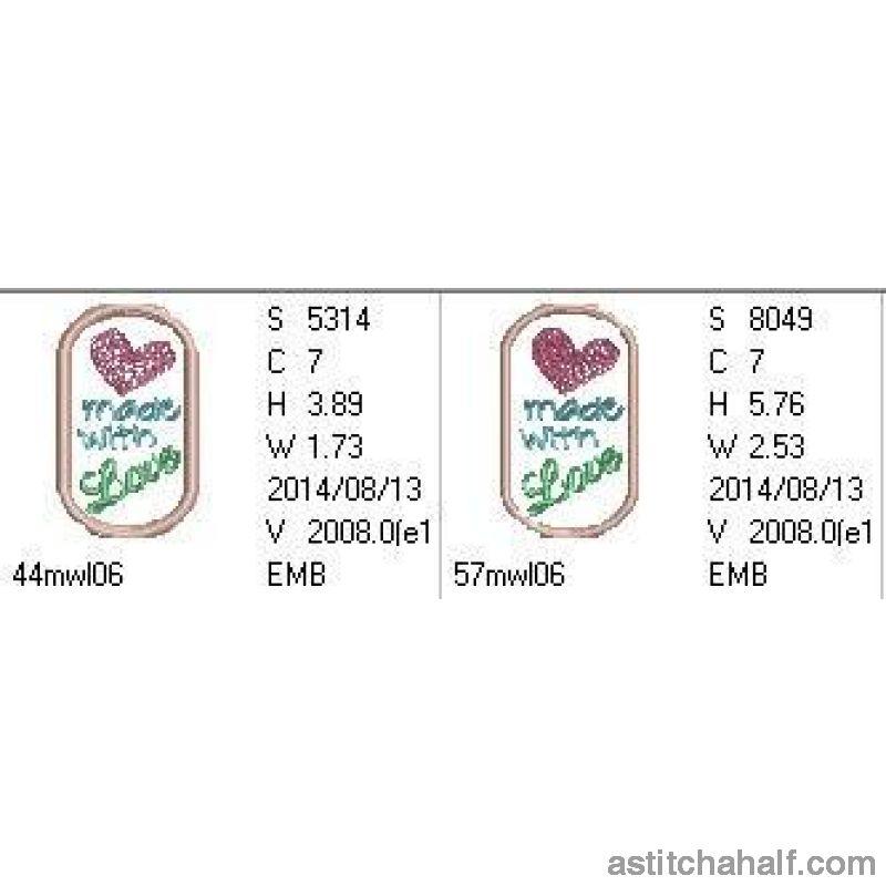 Made with love Tag - aStitch aHalf