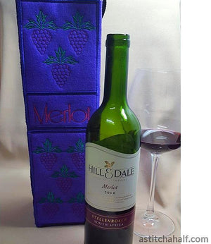 Merlot Wine Bottle Tote - aStitch aHalf