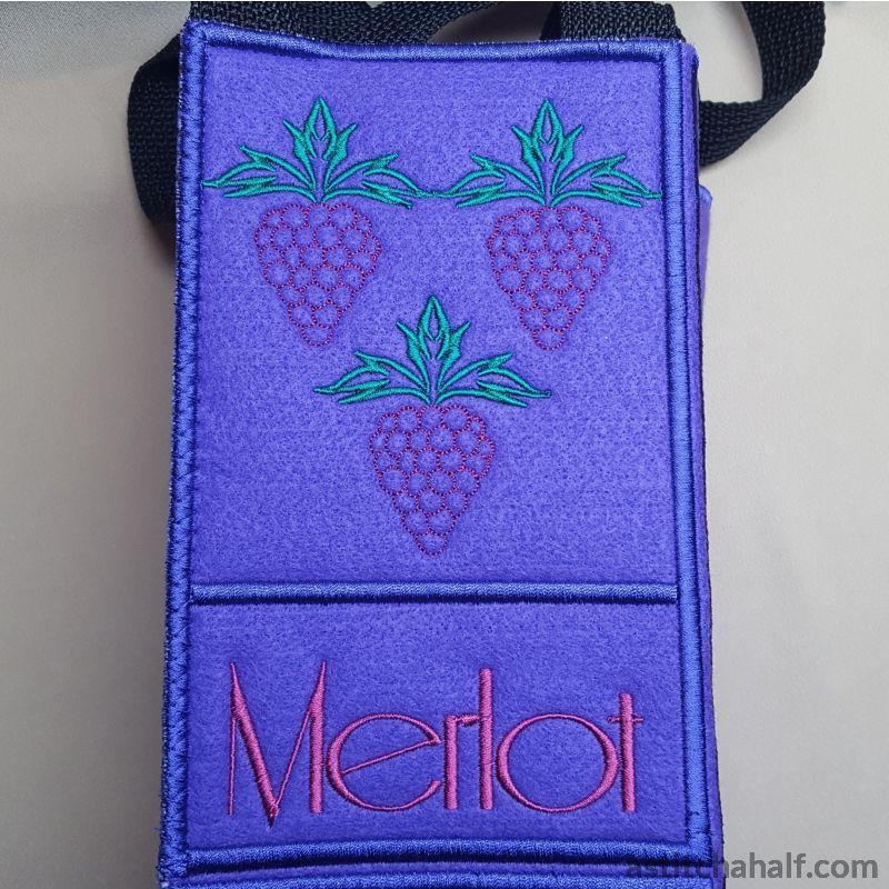 Merlot Wine Bottle Tote - aStitch aHalf