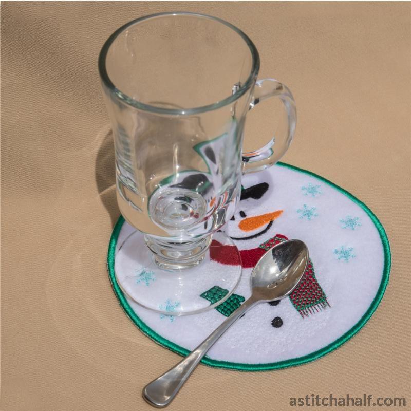 Mr Snowman Mug Rug - aStitch aHalf