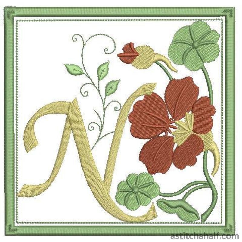 N for Nasturtium - aStitch aHalf