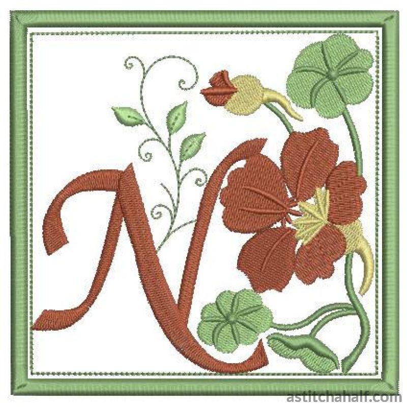 N for Nasturtium - aStitch aHalf