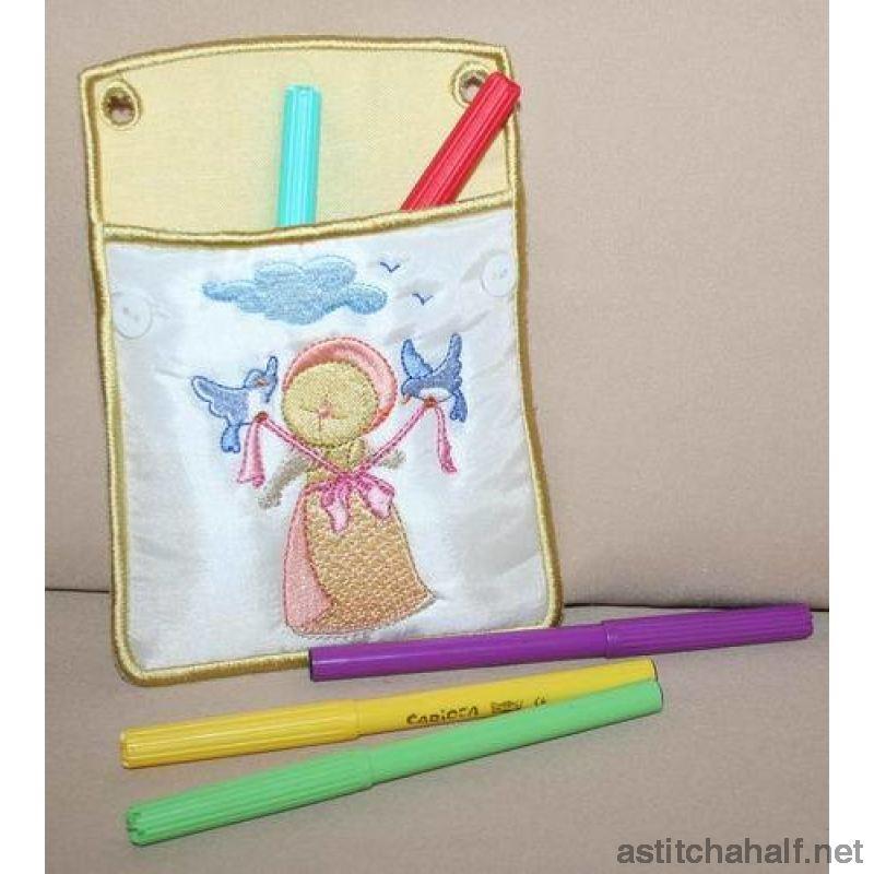 Nature Miss Bonnet School Pocket - a-stitch-a-half