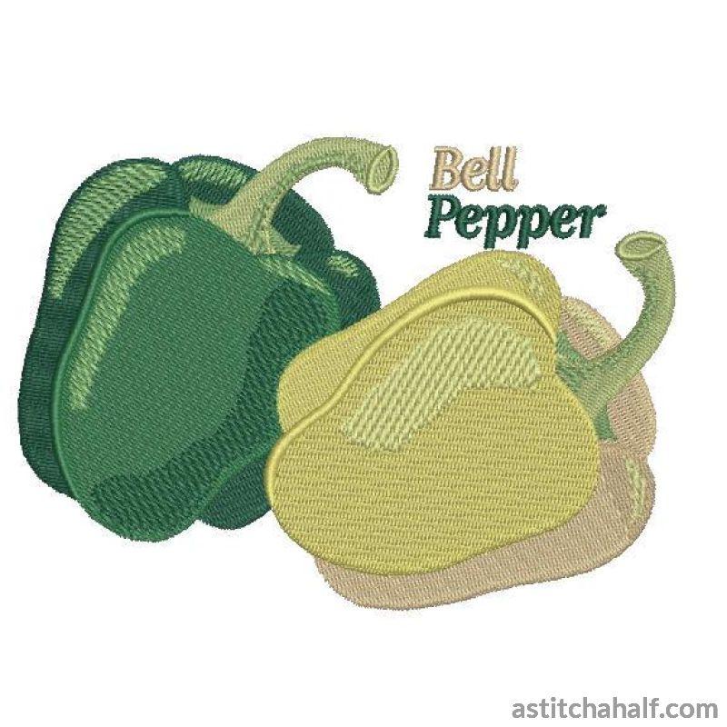 Organic Green and Yellow Bell Peppers - aStitch aHalf