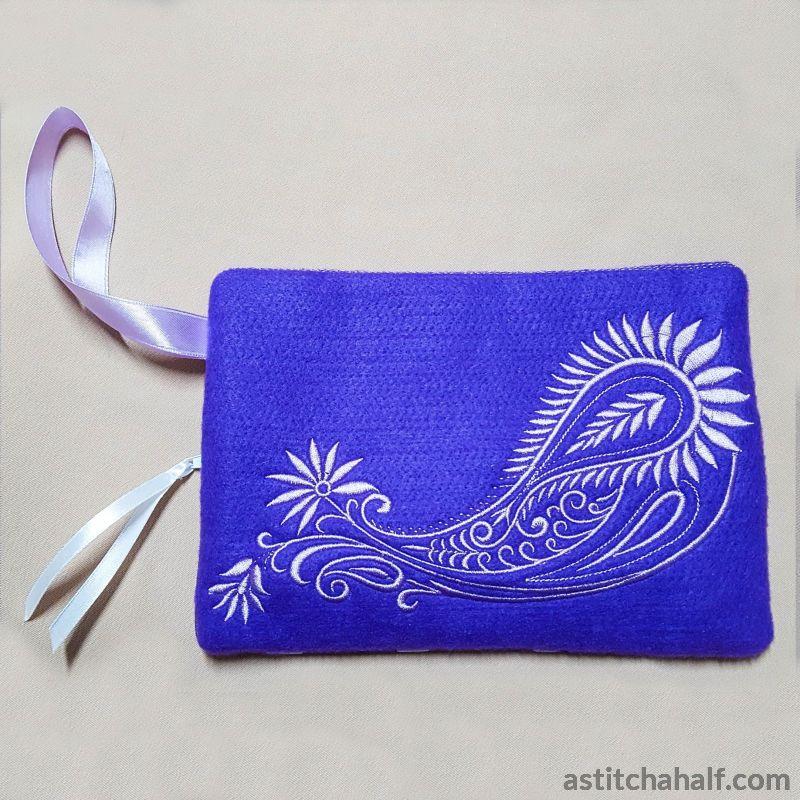 Paisley Bag with in-the-hoop Zipper - aStitch aHalf