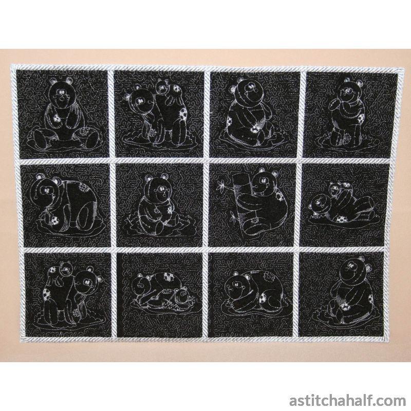 Pandas Trapunto - a-stitch-a-half