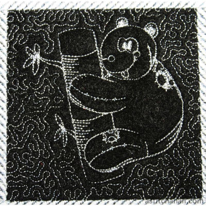Pandas Trapunto - a-stitch-a-half