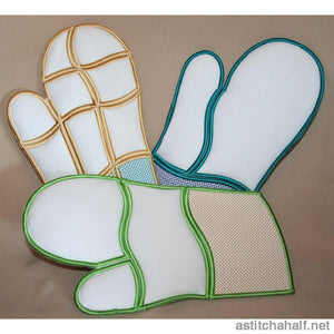 Peacock Oven Gloves - a-stitch-a-half