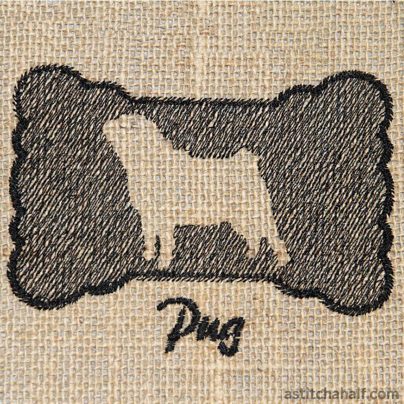 Pug Dog Silhouette - aStitch aHalf