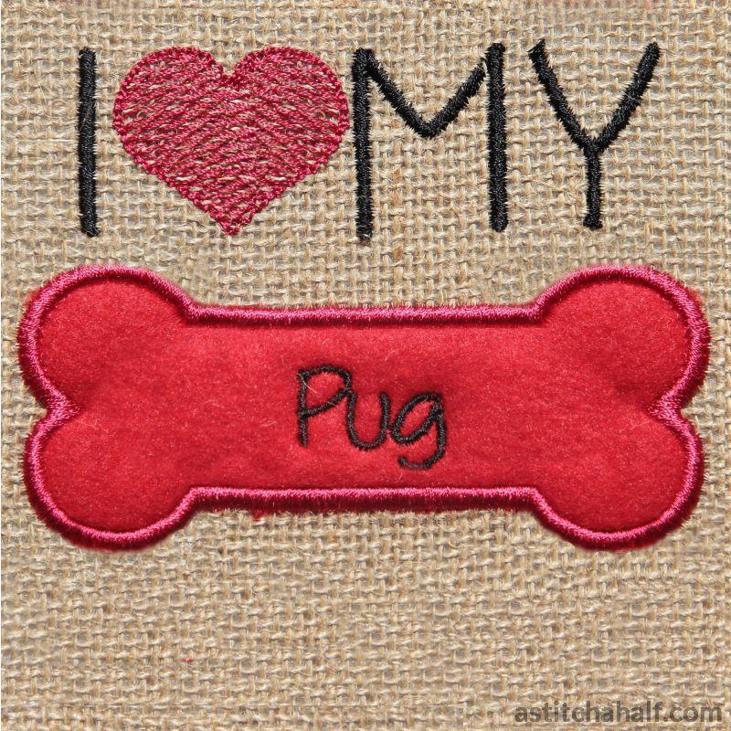 Pug Dog Silhouette - aStitch aHalf