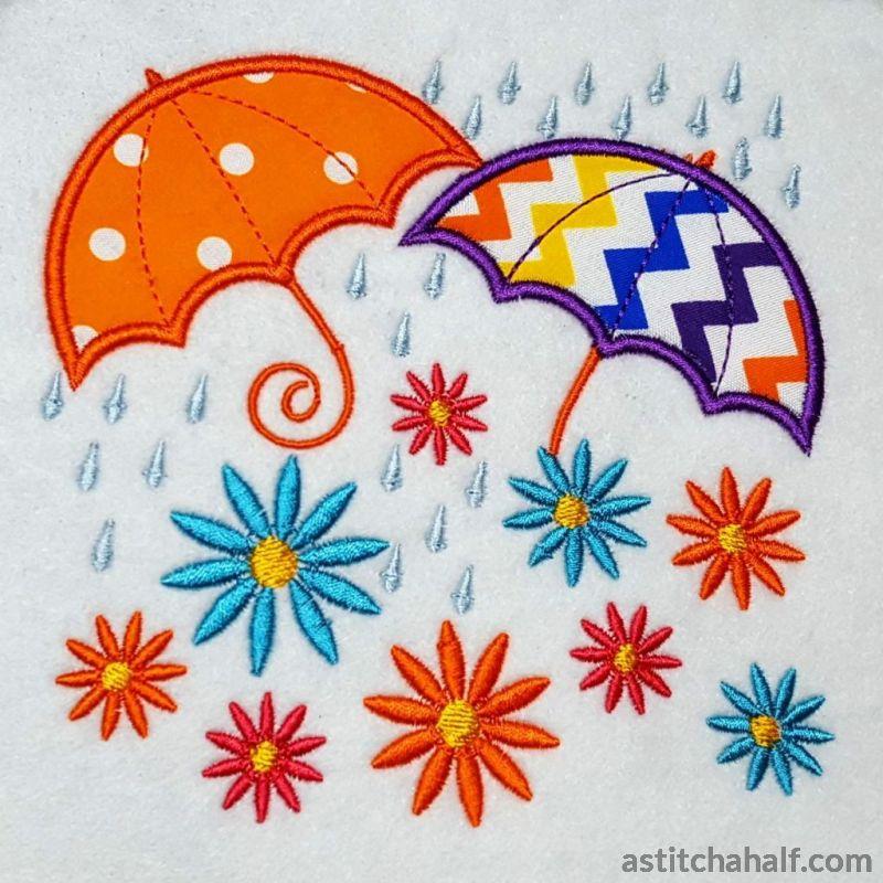Rain Flowers and Parasols - aStitch aHalf
