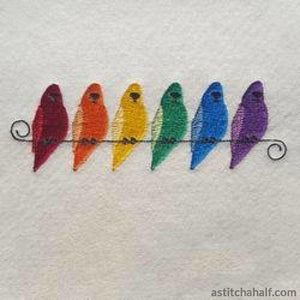 Rainbow Budgies - aStitch aHalf