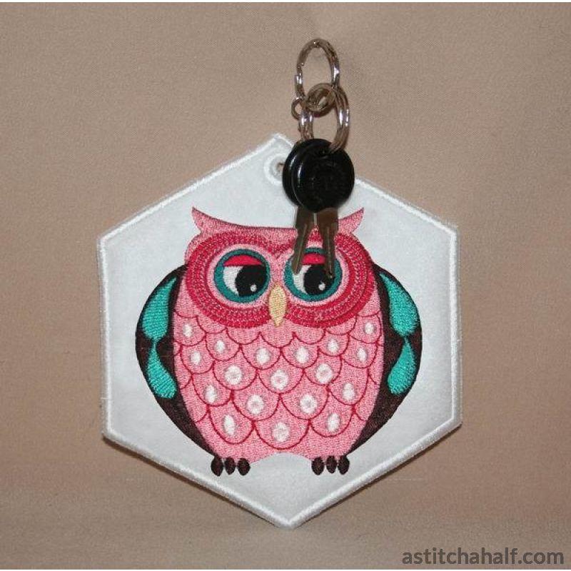 Razzle Dazzle Owl and Key Tag - aStitch aHalf