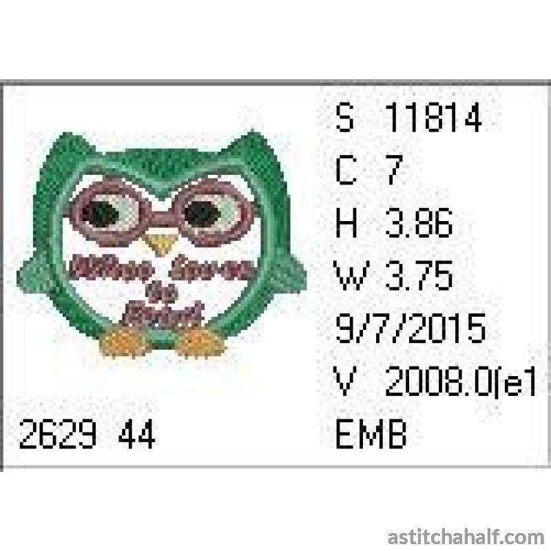 Reading Owl - aStitch aHalf