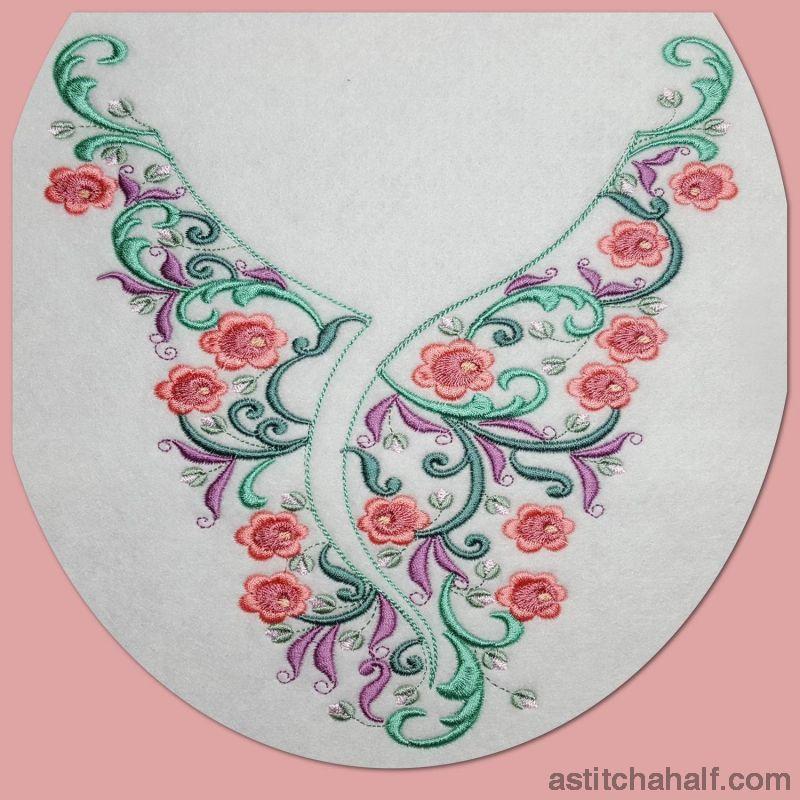 Romantic Roses Neckline Embroidery Collection - aStitch aHalf