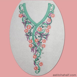 Romantic Roses Neckline Embroidery Collection - aStitch aHalf