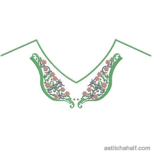 Romantic Roses Neckline Embroidery Collection - aStitch aHalf