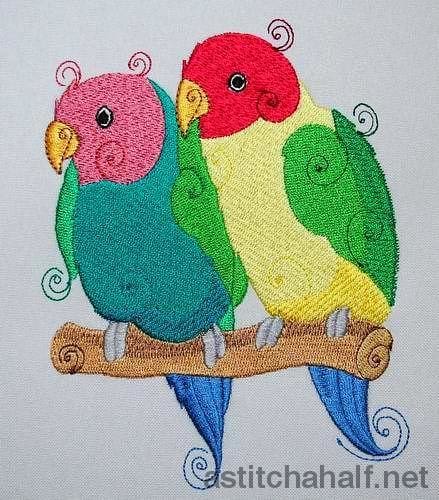 Rosy Faced Love Birds - a-stitch-a-half