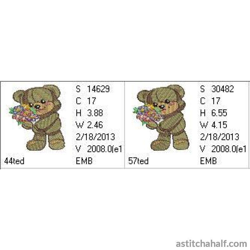 Rupert Bear with Flowers - aStitch aHalf