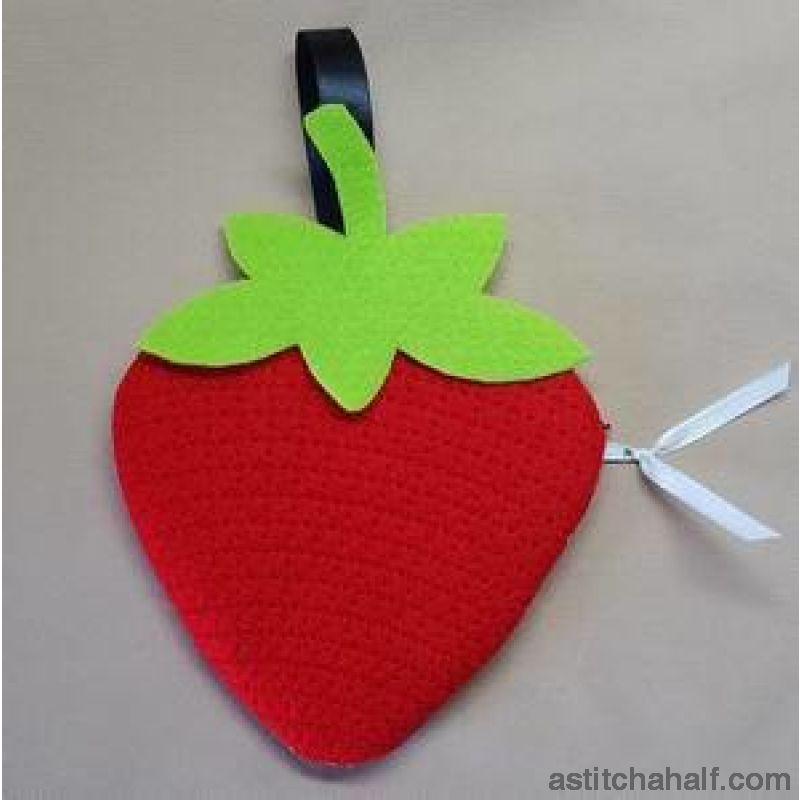 Strawberry Bag with ITH Zipper - aStitch aHalf