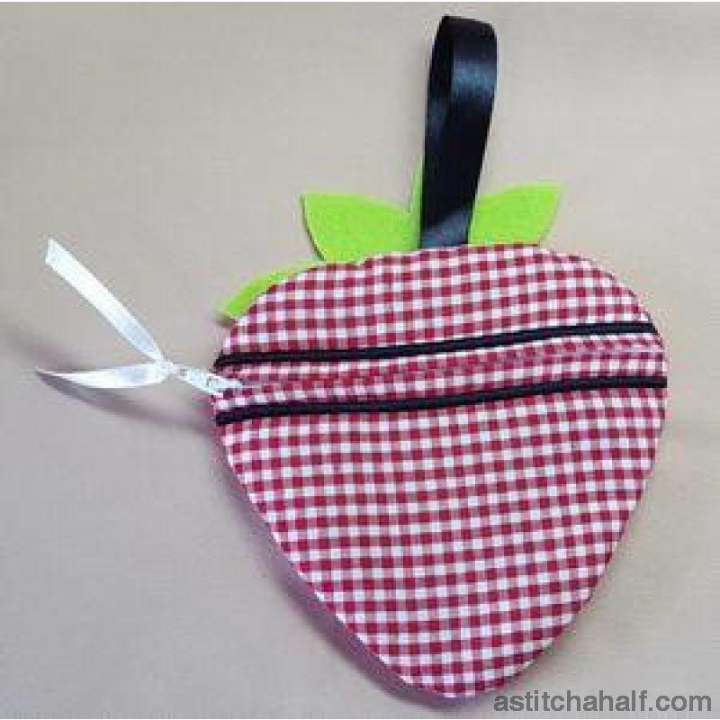 Strawberry Bag with ITH Zipper - aStitch aHalf