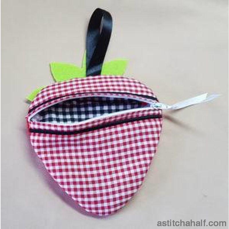 Strawberry Bag with ITH Zipper - aStitch aHalf