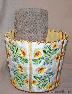 Sunflower Bucket Bin - aStitch aHalf