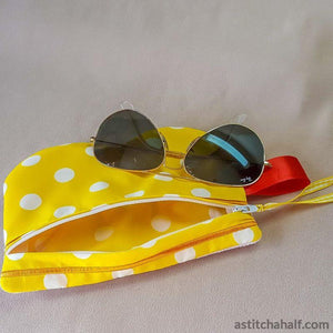 Sunnies Eyeglass Case with ITH Zipper - aStitch aHalf