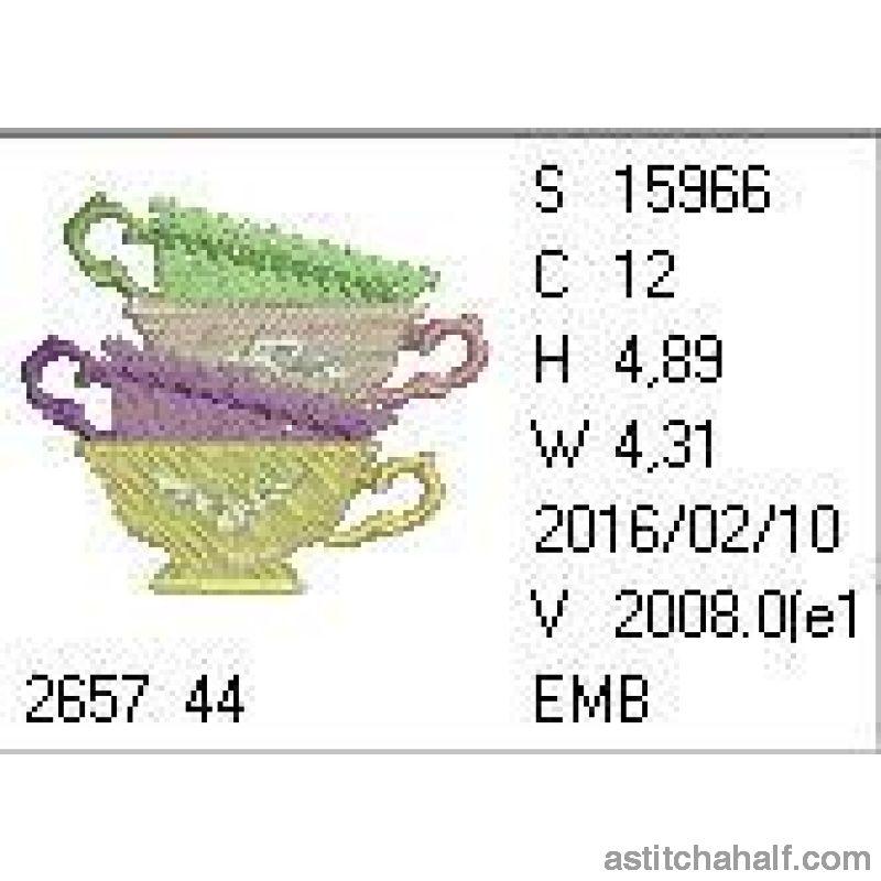 Tea Cups Stack - aStitch aHalf