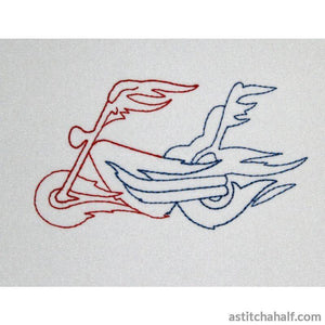 Thunder Bikes Redwork - a-stitch-a-half