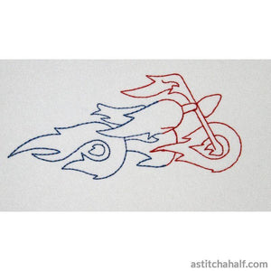 Thunder Bikes Redwork - a-stitch-a-half