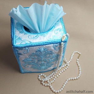 Tiffany Blue Damask Tissue Box Cover - aStitch aHalf