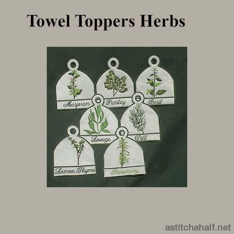 Towel Toppers Herbs - a-stitch-a-half