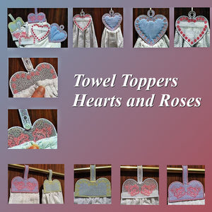Towel Toppers Hearts and Roses - a-stitch-a-half