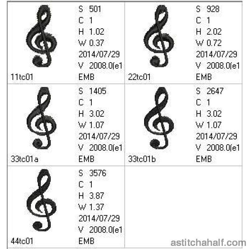 Treble Clef - aStitch aHalf
