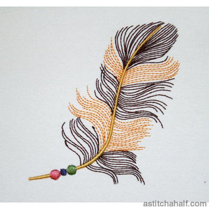 Tri Beaded Feather - aStitch aHalf