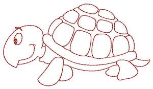 Redwork Turtle Time - a-stitch-a-half