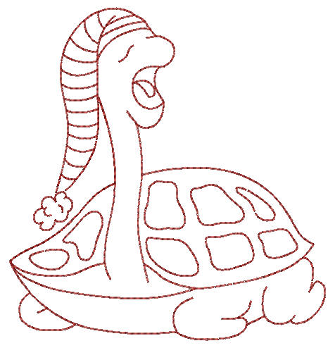 Redwork Turtle Time - a-stitch-a-half