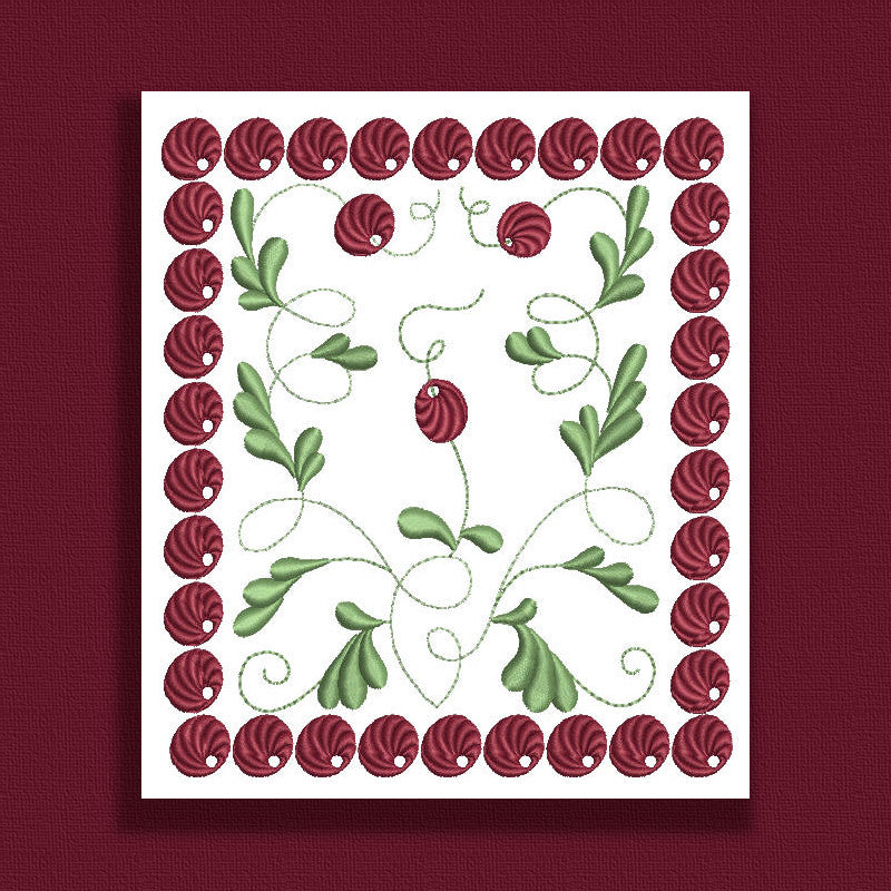 Twining Floral 01 Redwork - a-stitch-a-half