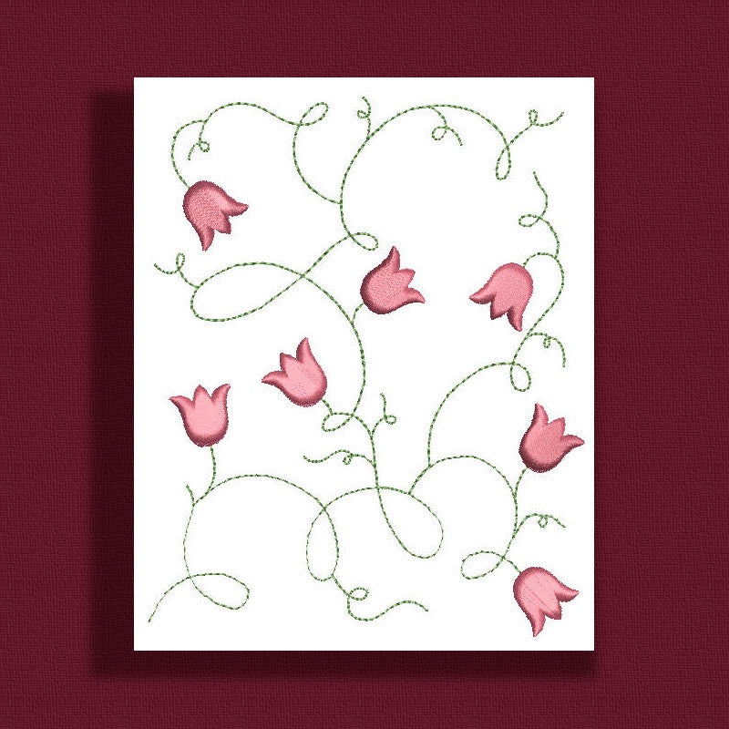 Twining Floral 01 Redwork - a-stitch-a-half